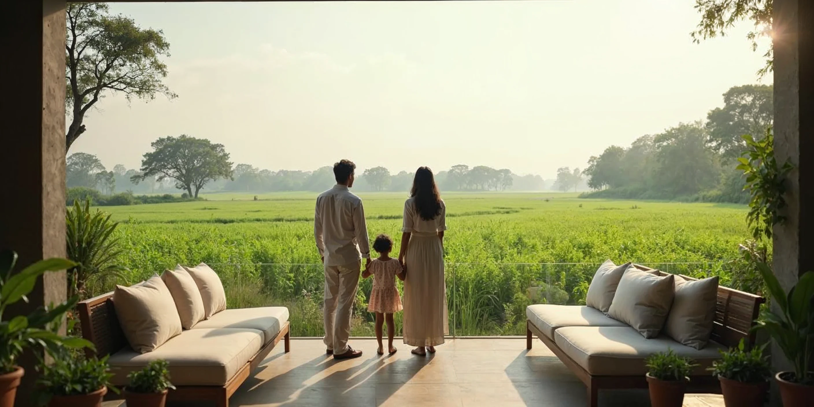 Farmland view with Family